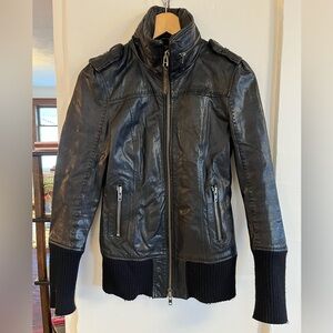 Mackage Black Leather Biker Jacket